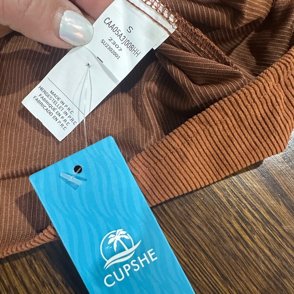 Cupshe Womens Button Front Long Sleeve Mini Shirt Dress Corduroy belted Sz S New - Picture 9 of 10